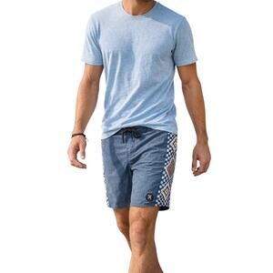 Roark Board Shorts 32 Blue Tribal Stripe Swim Trunks 6” Inseam Stretch